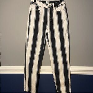 BDG Black and White Striped Mom Denim 28
